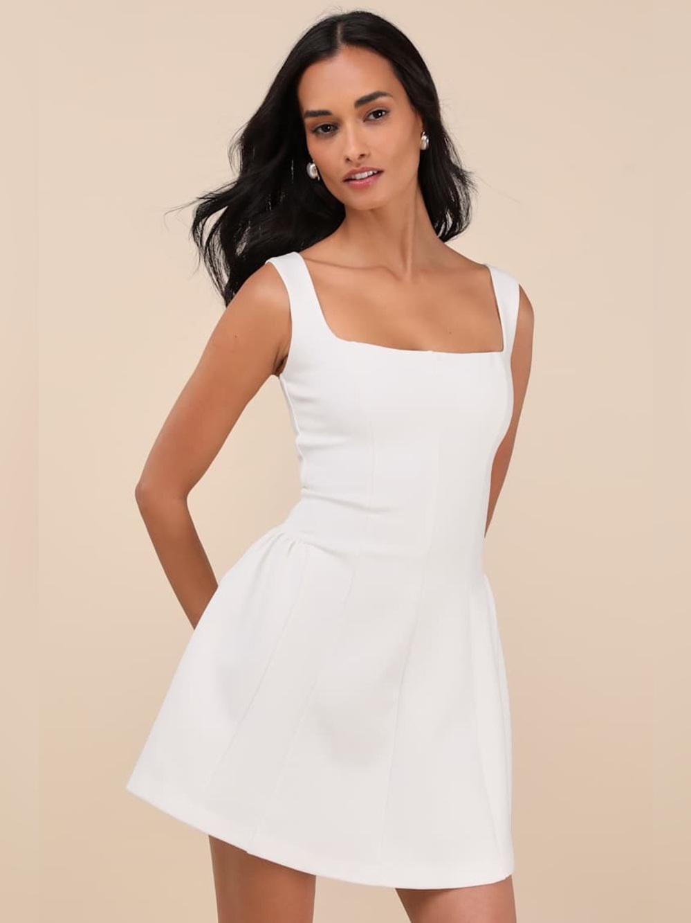 Lulus Roetta White Sleeveless Pleated Mini Dress medium NWT